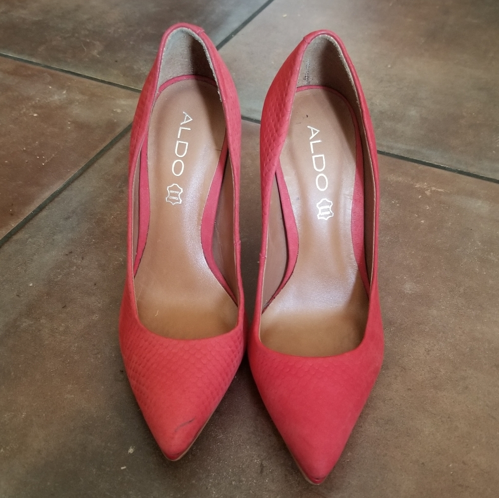 Aldo Kristina Red Leather Women's Heels Pumps Sz 7